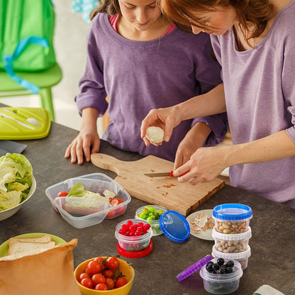 Okllen 40 Pack 10oz Freezer Storage Container Boxes, Plastic Food Container Jar with Airtight Screw Lid, Reusable Small Twist Top Condiment Cup for Snack, Fruit, BAP Free