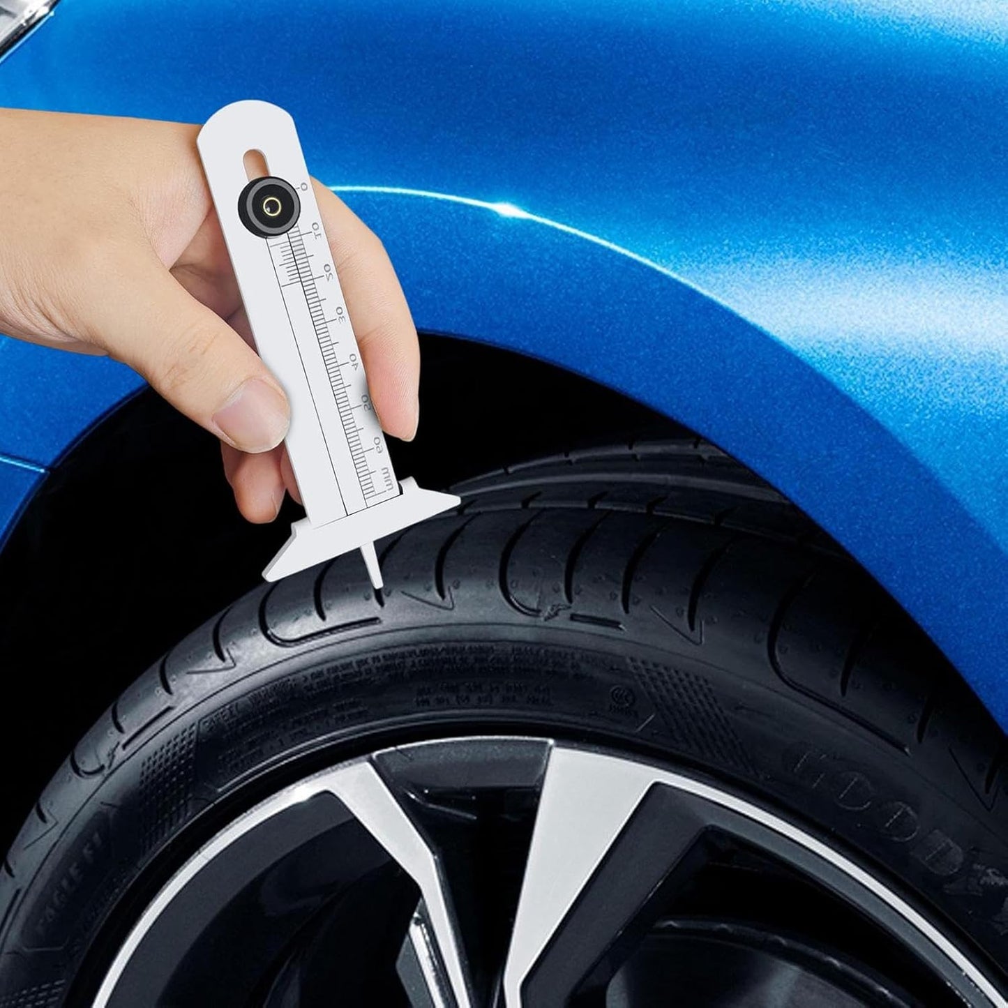 Tire Tread Depth Gauge, Heavy-Duty Motorcycle Tool, Stainless Steel Measuring Device, Precise Wear Monitoring, Compact Design, Ideal for Daily Maintenance, Vehicle Safety Checks