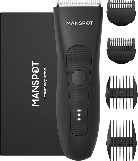 MANSPOT Manscape Groin Hair Trimmer for Men, Electric Ball Trimmer/Shaver, Replaceable Ceramic Blade Heads, Waterproof Wet/Dry Groin & Body Shaver Groomer,90 Minutes Shaving After Fully Charged