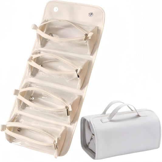 FeBohao Travel Toiletry Bag 4 Detachable Clear Multi Compartment Hanging Toiletry Bag Women Waterproof Foldable Travel Bag Wash Accessories Makeup Bag