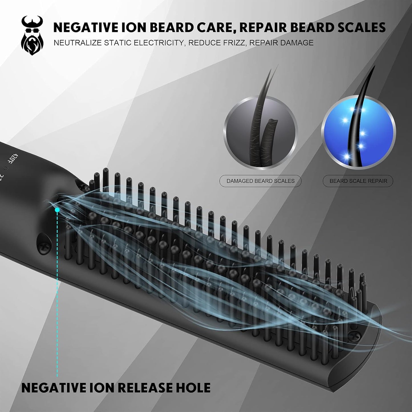 VIKICON Men's Beard Straightener, Mini Styler Straightening Brush for Hair Professional Beard, Electric Comb Heated Quick Ionic/Anti-Scald for Styling Long and Short Beard
