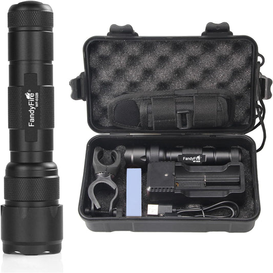FandyFire LED Tactical Flashlight, 1000 High Lumens 5 Modes Flashlight Torch with Duty Belt Flashlight Holster, Bicycle Mount, USB Charger WF-502B