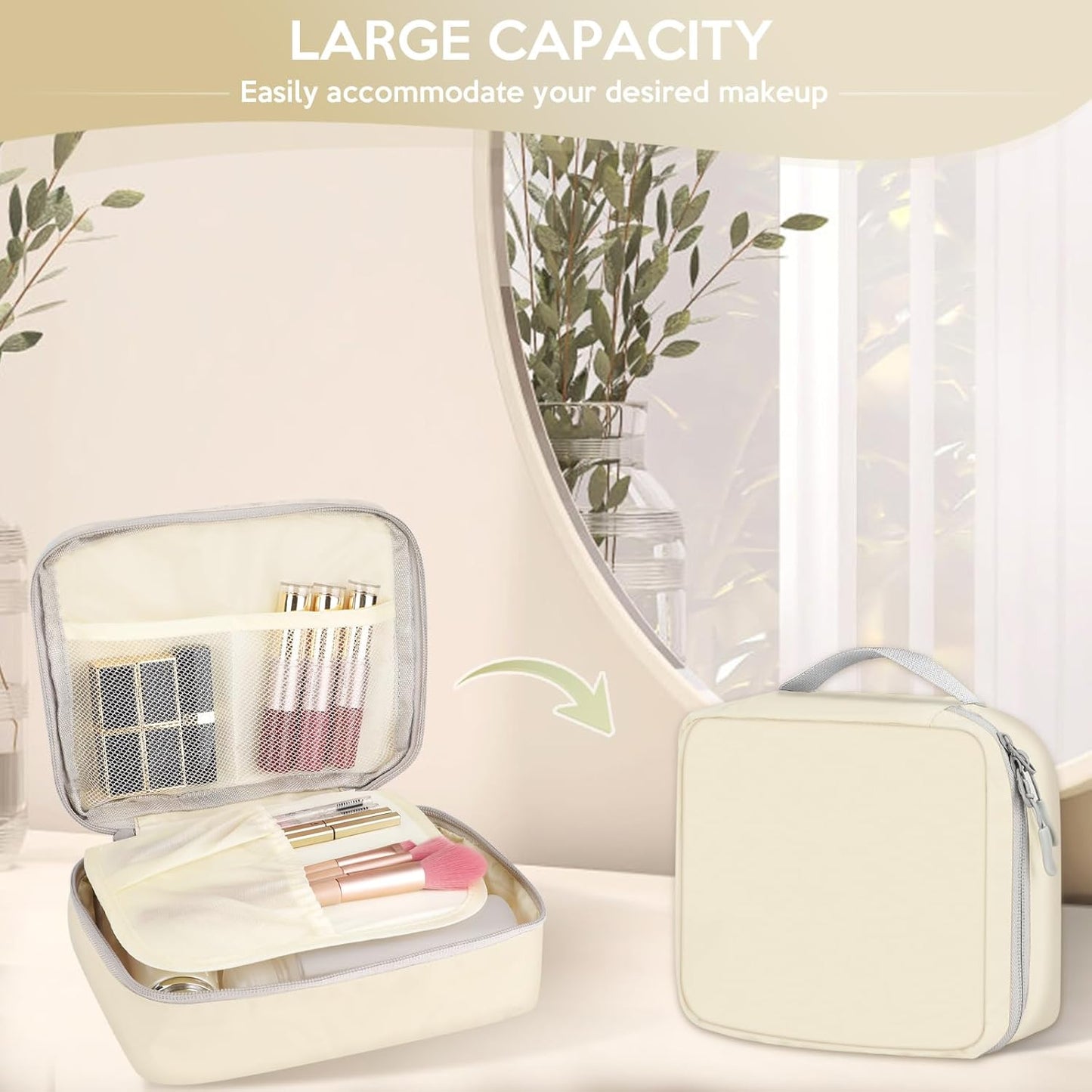 Avmvnvc 9-Piece Suitcase Organiser Set, 9 in 1 Travel Organizer, Space-Saving Suitcase, Travel Cube System for Clothes, Shoes, Cosmetics, Beige