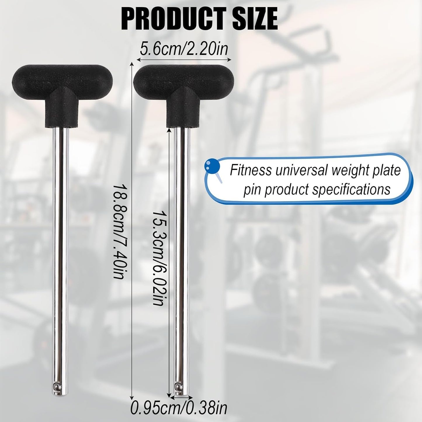 2pcs T-Shaped Weight Stack Pin, Pin Tensile 3/8 Inch Diameter 6 Inch Locking Space Heavy Duty Gym Pin Weight Extension Machine Selector Pin for Home Gym Exercise Part Accessories