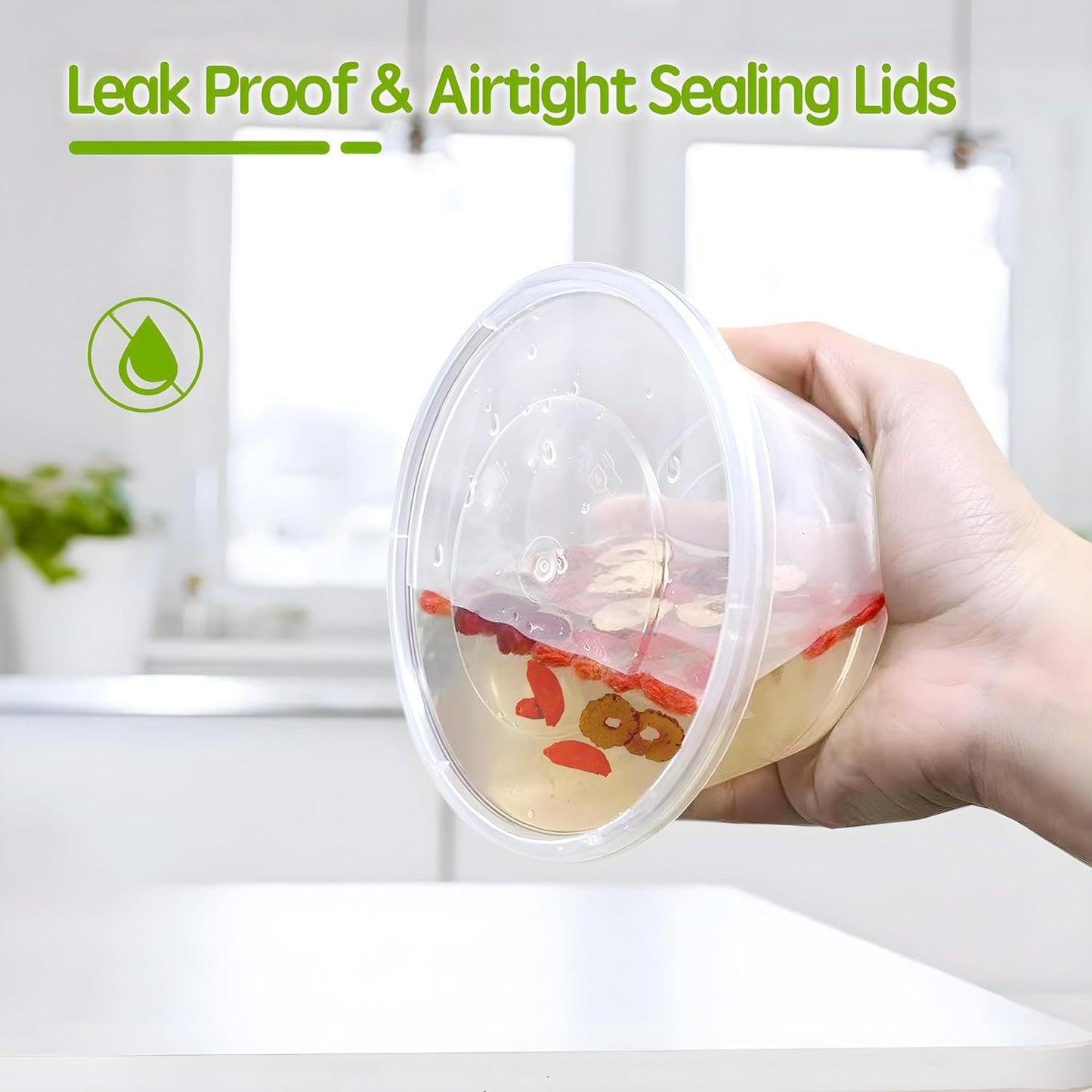 Taehuhnn 50 Pcs 16 oz Deli Food Plastic Storage Containers with Airtight Lids, Freezer & Microwave & Dishwasher Safe, Leakproof Take Out Meal Prep Food Storage Containers for Snack Soup Salad Fruit