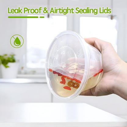 Taehuhnn 50 Pcs 16 oz Deli Food Plastic Storage Containers with Airtight Lids, Freezer & Microwave & Dishwasher Safe, Leakproof Take Out Meal Prep Food Storage Containers for Snack Soup Salad Fruit