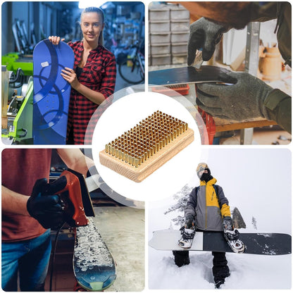 Sci Wax Brush, Hand-Operated Sci Cleaning Kit, Snowboards Wax Scraper Tools, 4,72 x 2,76 x 1,18 pollici Polishing & Sanding for Men and Women, Essential Snowboard Waxing Tool