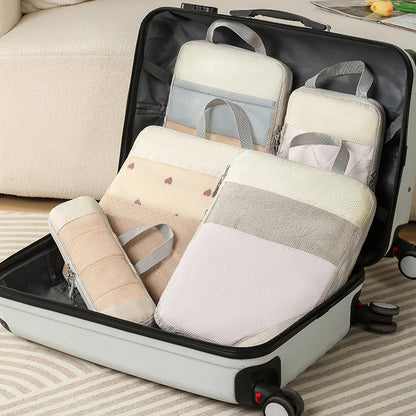 Compression Packing Cubes, Set of 8 Areaphmet Travel Packing Organisers travel packing cubes set Compression Bags for Travel Luggage Organizers for Suitcases Travel Accessories (Beige, 8pcs)