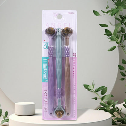 Three Headed Toothbrush, Travel Toothbrush, Multi-Sided Toothbrush, Triple Angle Toothbrush, Toothbrush for Adults and Children, Modern Toothbrush Design, Effective Oral Care, Compact Travel Toothbrus