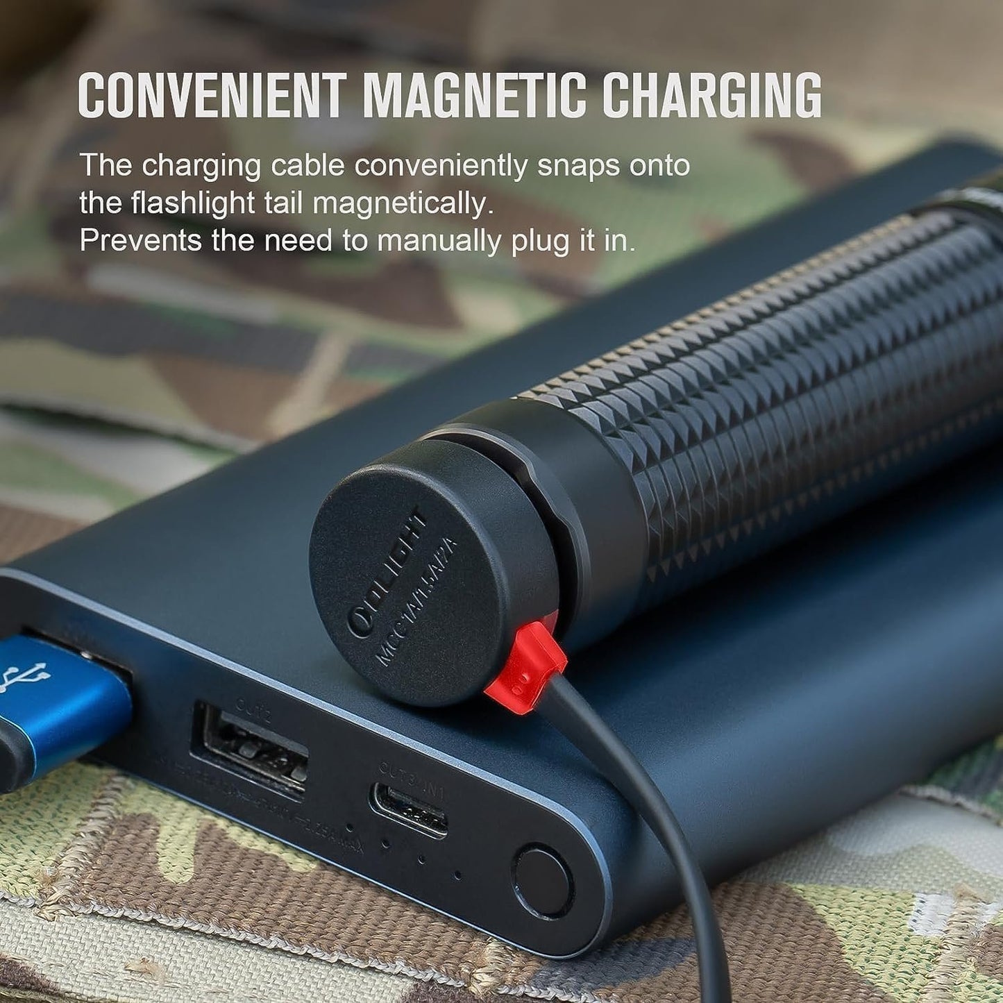 OLIGHT Warrior Mini3 LED Tactical Flashlight, Rechargeable Light with MCC3 Charger, EDC Powerful Flashlights Ideal for Emergency, Security, Hiking - Black