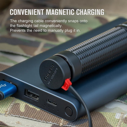 OLIGHT Warrior Mini3 LED Tactical Flashlight, Rechargeable Light with MCC3 Charger, EDC Powerful Flashlights Ideal for Emergency, Security, Hiking - Black