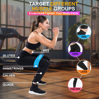 Resistance Bands [Set of 5] Exercise Bands Set for Women and Men 5 Strength Levels Latex Elastic Stretch Loop Physio Fitness Equipment for Home Gym Pilates Yoga Workout - Carry Bag Included