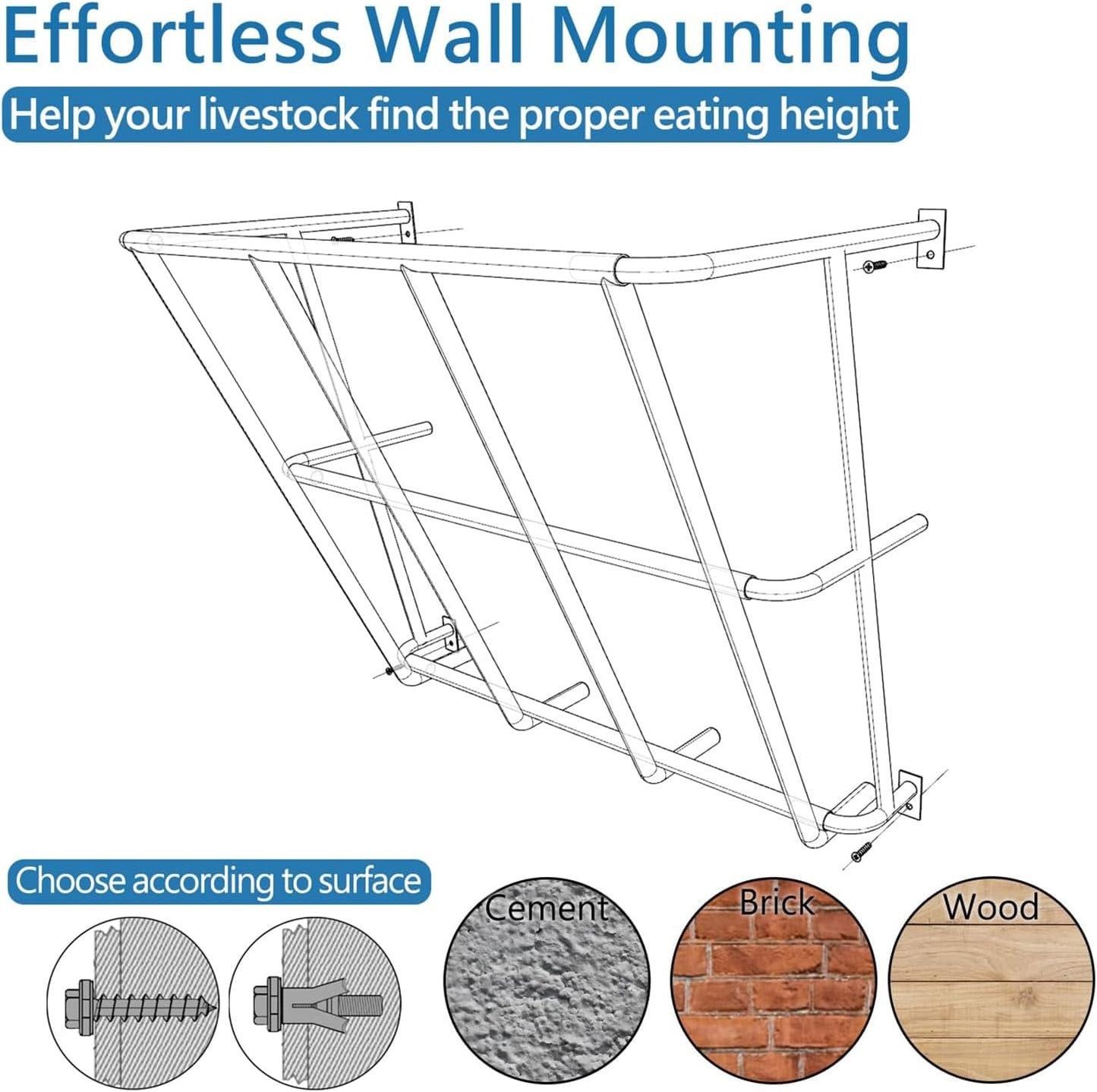 Goat Hay Feeder - 20" H X 24" W X 12.6" D Aluminum Alloy Horse Wall Hay Feeder | Multipurpose Wall Hay Rack | Removable Metal Hangings Hay Feeder for for Sheep | Cattle | Horses | Farms Fences