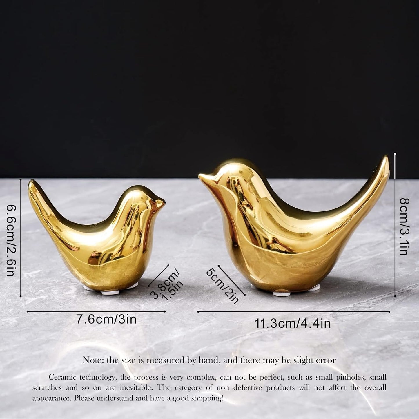 Notakia Small Birds Statues Home Decor Modern Style Birds Decorative Ornaments for Living Room, Bedroom, Office Desktop, Cabinets (2Pcs Gold)