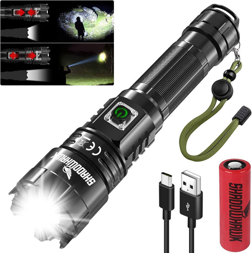 Shadowhawk Flashlight Rechargeable, Tactical Flashlight 250000 Lumens Led Flashlights, XHP70.2 Flash Light Brightest Flashlight Powerful, Military High Power Flashlight Super Bright, Camping Hiking