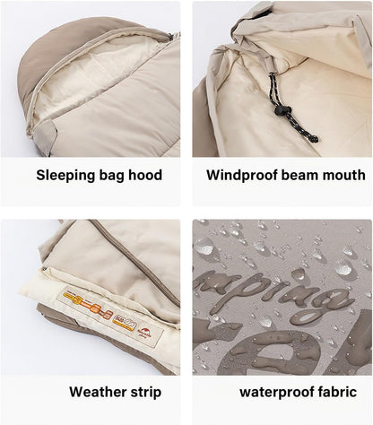 Naturehike Cotton Flannel Camping Sleeping Bag 41Â°F-54Â°F with Hooded and Portable Compression Sack for 3-4 Seasons for Hiking Outdoor Travel Lightweight and Portable Adventures