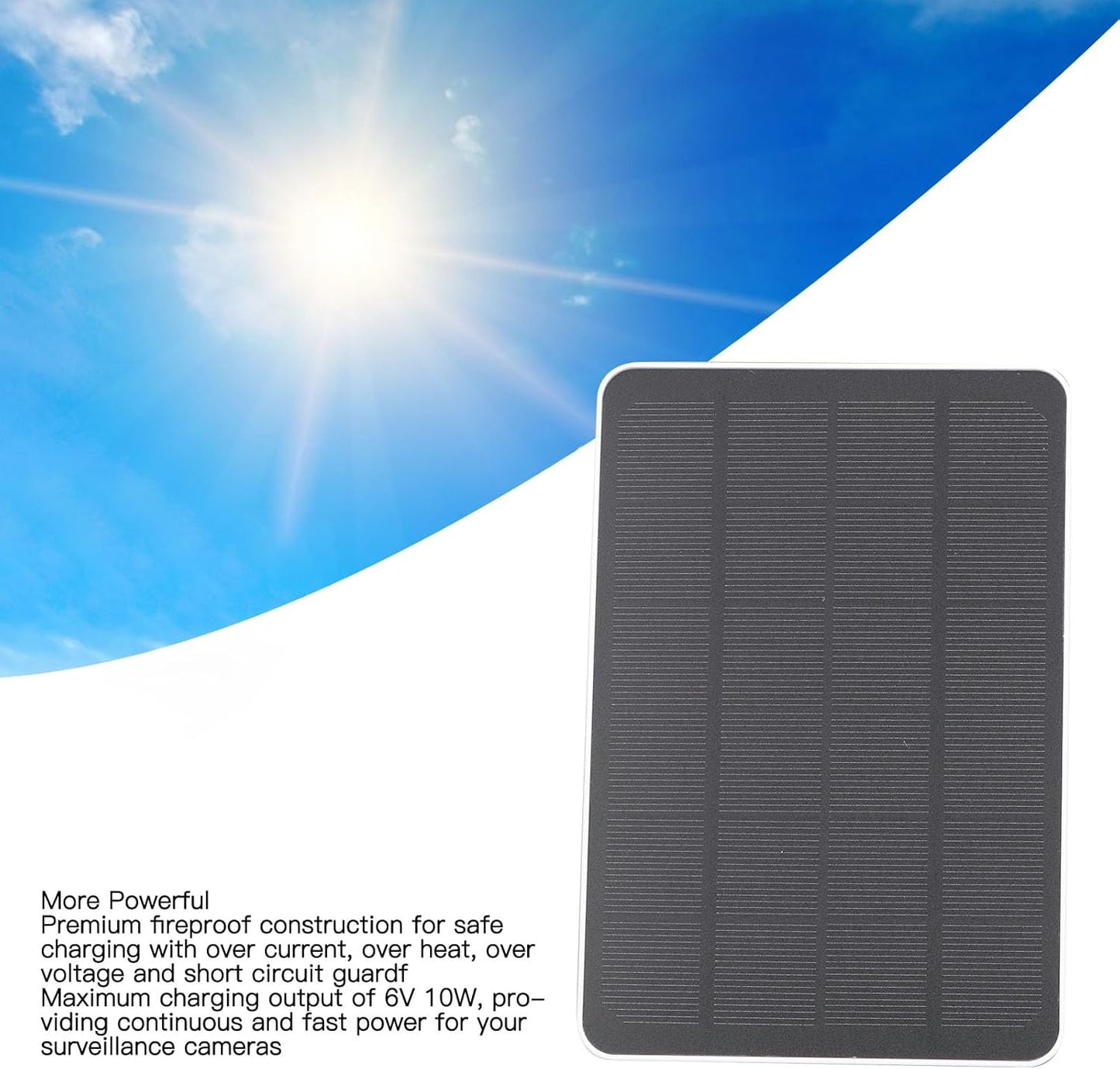 Solar Panel for Security Camera, 10W 6VPortable Solar Charger with IP65 Waterproof, for Arlo Pro 3 for Pro 4 for Arlo Pro 5S for Arlo Ultra (White)