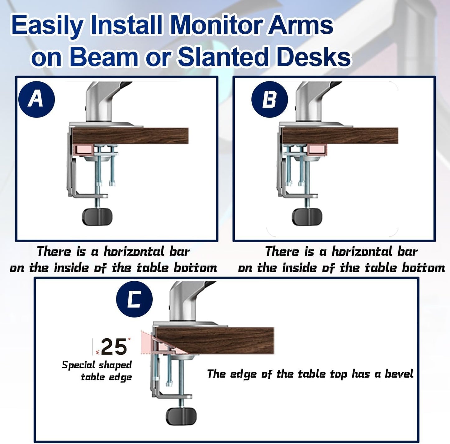 Pugala Computer Under Desk Clamp Mount, Under Table Metal Desk Accessories, Suitable for Different Tables, Adjustable