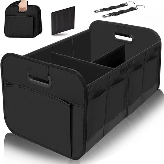 Trunk Organizer for Car,Foldable Multi Compartment Trunk Organizer for SUV,Large Capacity Waterproof Car Trunk Organizer with Adjustable Securing Straps,Car Storage Organizer for Any Car,Minivan,Truck