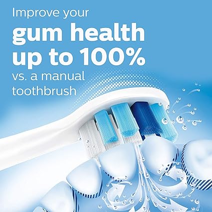 Philips Sonicare ProtectiveClean 5300 Rechargeable Electric Toothbrush, with Pressure Sensor, 3 Cleaning Modes, SmarTimer and QuadPacer, with 2 Bonus Brush Heads, Travel Case, Black, Model