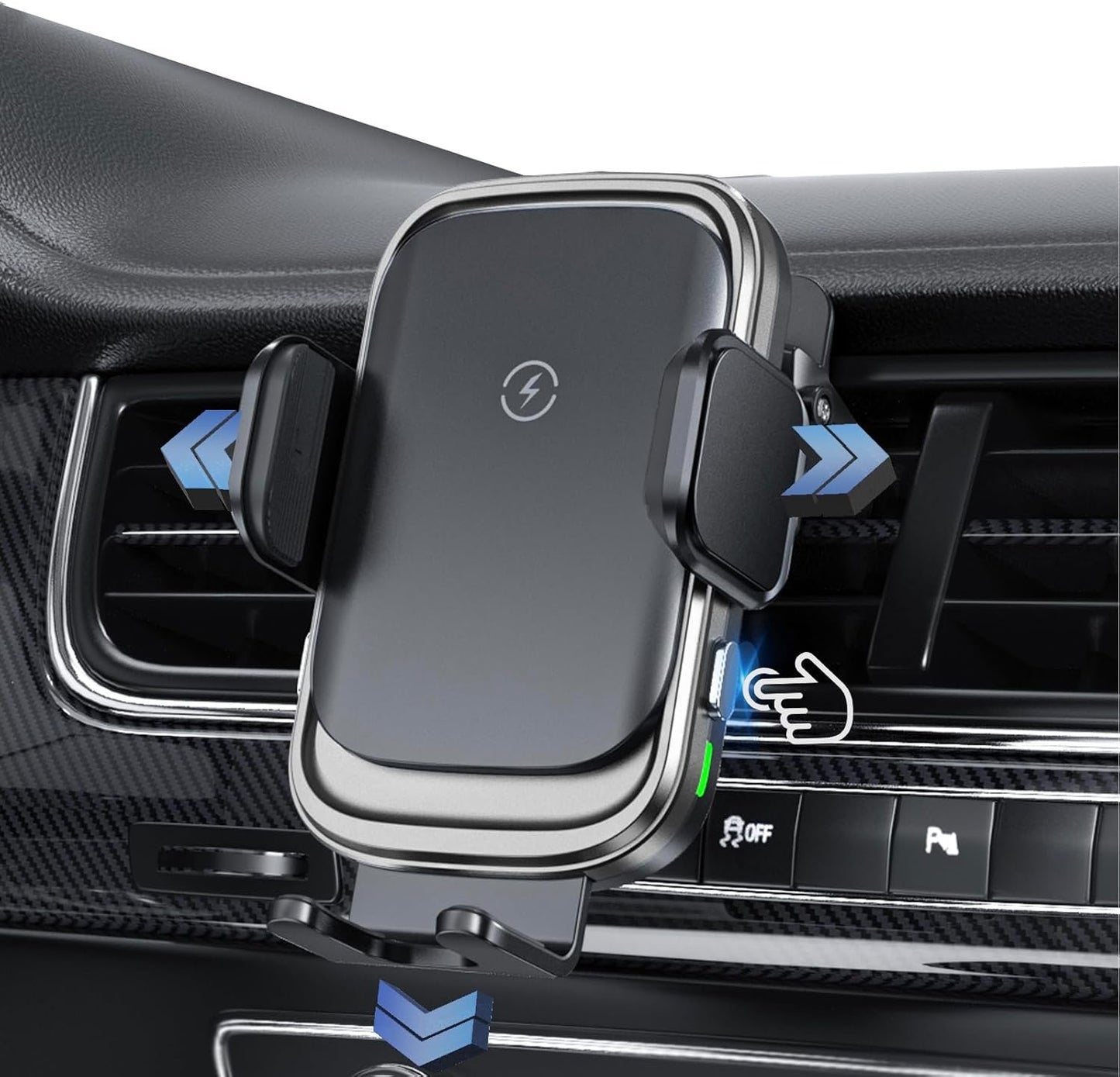 Soflame Wireless Car Charger, 15W Full Auto-Clamping Fast Charging Air Vent Car Wireless Charger for iPhone 16 Series/15 Series/14 Series/11-13 Series/Xr/8, Samsung S23/S22/S21/Note 20