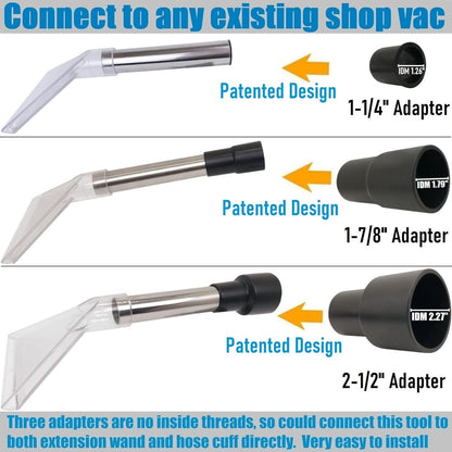 Happy Tree Universal Fit All Shop Vacs with 2-1/2" and 1-7/8" and 1-1/4" Adapters, Large 7-1/2" Extraction Accessory for Upholstery & Carpet Cleaning and Auto Detailing, Shop Vac Extractor Attachment