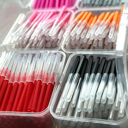 MdybF 60 Pieces/Box Push Pull Pull Intedental Brush 0.6 – 1.5 mm Cleaning Between Teeth Care Oral Orthodontic I Shape Floss – 60 Pieces Mixed