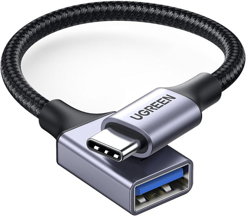UGREEN USB C to USB 3.1 Adapter Braided Type C Male to USB Female OTG Data Cable Compatible with MacBook Pro 2021, MacBook Air 2022, iPad Pro 2021 2020, Galaxy S22 S21 Ultra S20 S10 S7, Grey