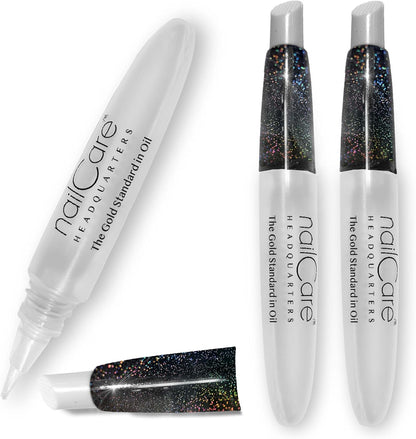 Nail Care Headquarters Refillable Holographic Cuticle Oil Pen for Nails - Empty Holo Squeeze Nail Oil Pen with Brush from by Bliss Kiss 3-Pack