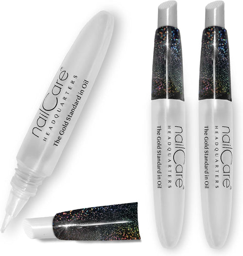 Nail Care Headquarters Refillable Holographic Cuticle Oil Pen for Nails - Empty Holo Squeeze Nail Oil Pen with Brush from by Bliss Kiss 3-Pack