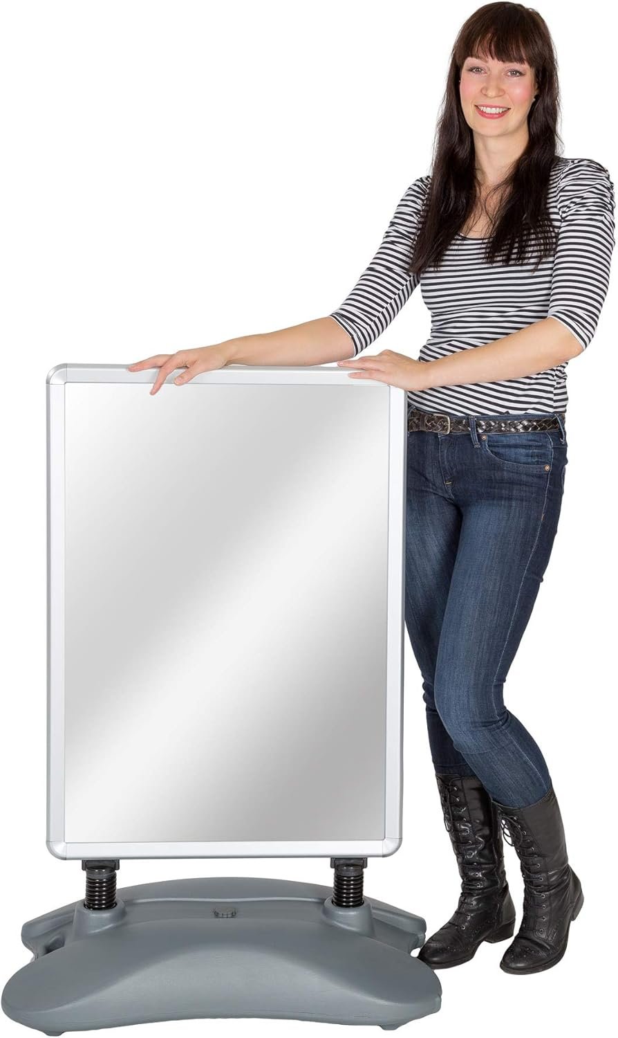 tectake® A1 Advertising Display Stand, Double-Faced, Aluminium Frame Holder, Sturdy Plastic Stand, Fillable, 2 Protective Films Against Weather and Dirt