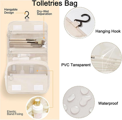 Packing Cubes, 7 Set Travel Packing Bags, Suitcase Organisers for Clothes, Travel Cubes Storage Bag Luggage Accessories (Beige, Packing Cubes + Toiletry Bag)