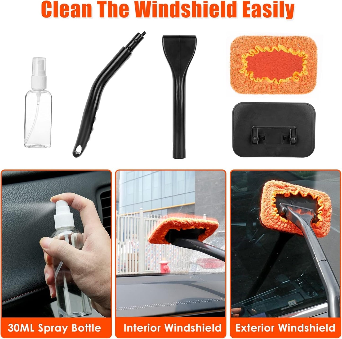 Car Detailing Kit Interior Cleaner, 17Pcs Car Cleaning Supplies with High Power Portable Car Vacuum, Detailing Brush Set, Windshield Cleaner, Orange Car Accessories for Women Men Teens Kids