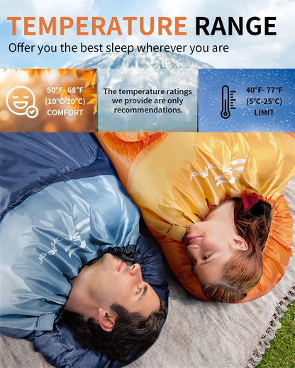 Sleeping Bag, Sportneer Sleeping Bags for Adults Kids 3 Seasons Warm Cold Weather Waterproof Lightweight Camping Sleeping Bag for Adults Kids Boys Girls Teens Camping Hiking Backpacking Outdoor Travel