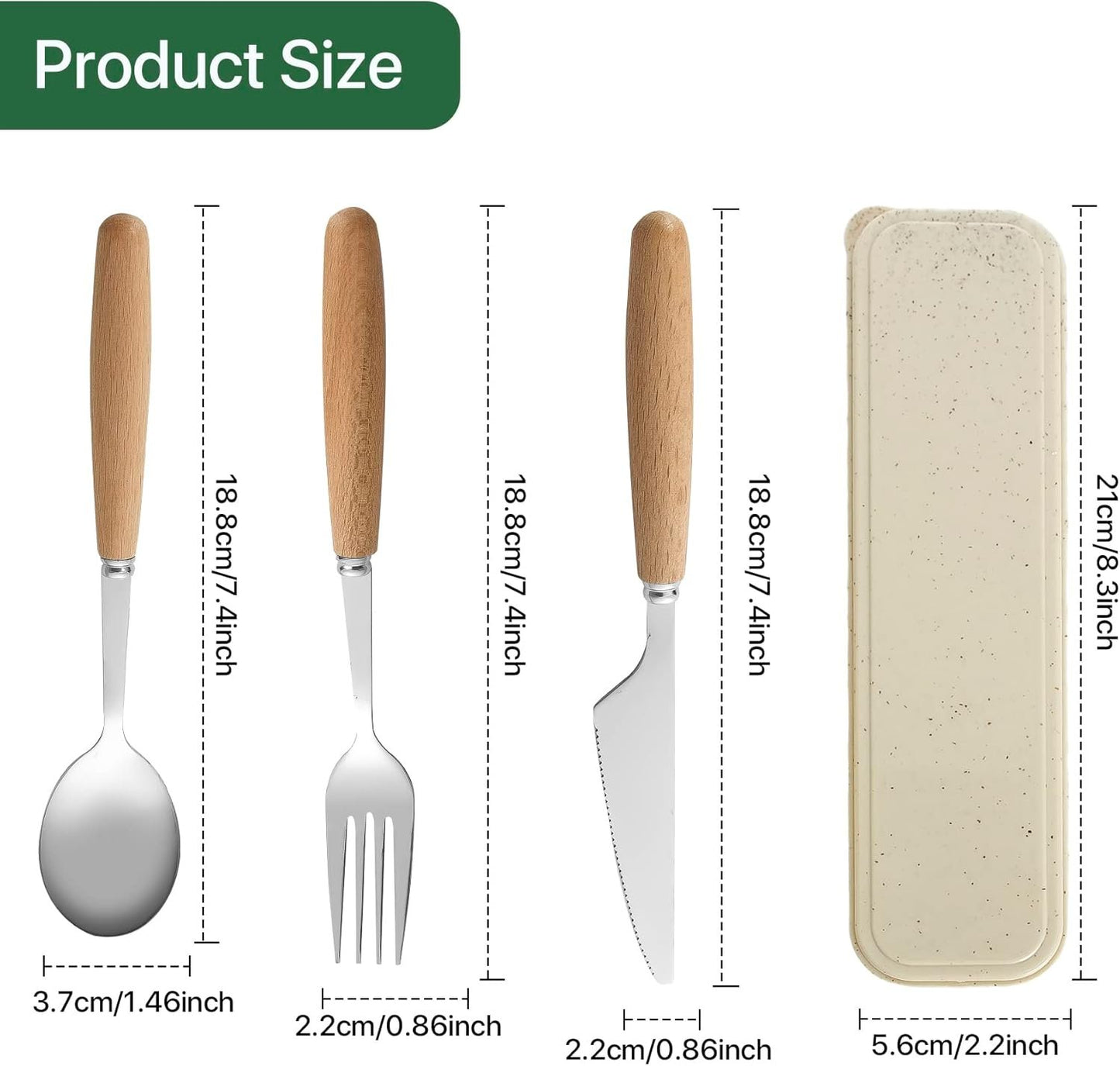 HMDZMR Reusable Travel Utensils with Case, 4pcs Portable Cutlery Set, Knives Fork and Spoon Set for Lunch Box, Portable Silverware Set for Travel Camping Picnic Hiking Office
