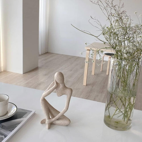 Thinker Statues and Sculptures, Sandstone Resin Thinker Statue Ornaments, Abstract Style Sculptures, Housewarming Gifts, Housewarming Decorations, Living Room Dining Desk Decorations (Right, Small)