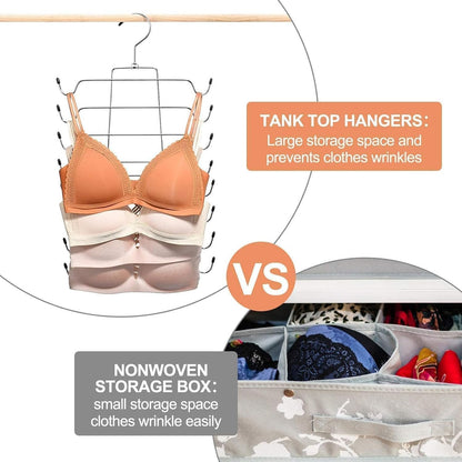 PUPPYCUTE 2 Pack Tank Tops Hangers, Bra Hanger Space Saving Closet Organizer, Apartment College Dorm Room Essentials for Girls, Closet Organizers Organization and Storage for Tops Bras Pants or Skirt