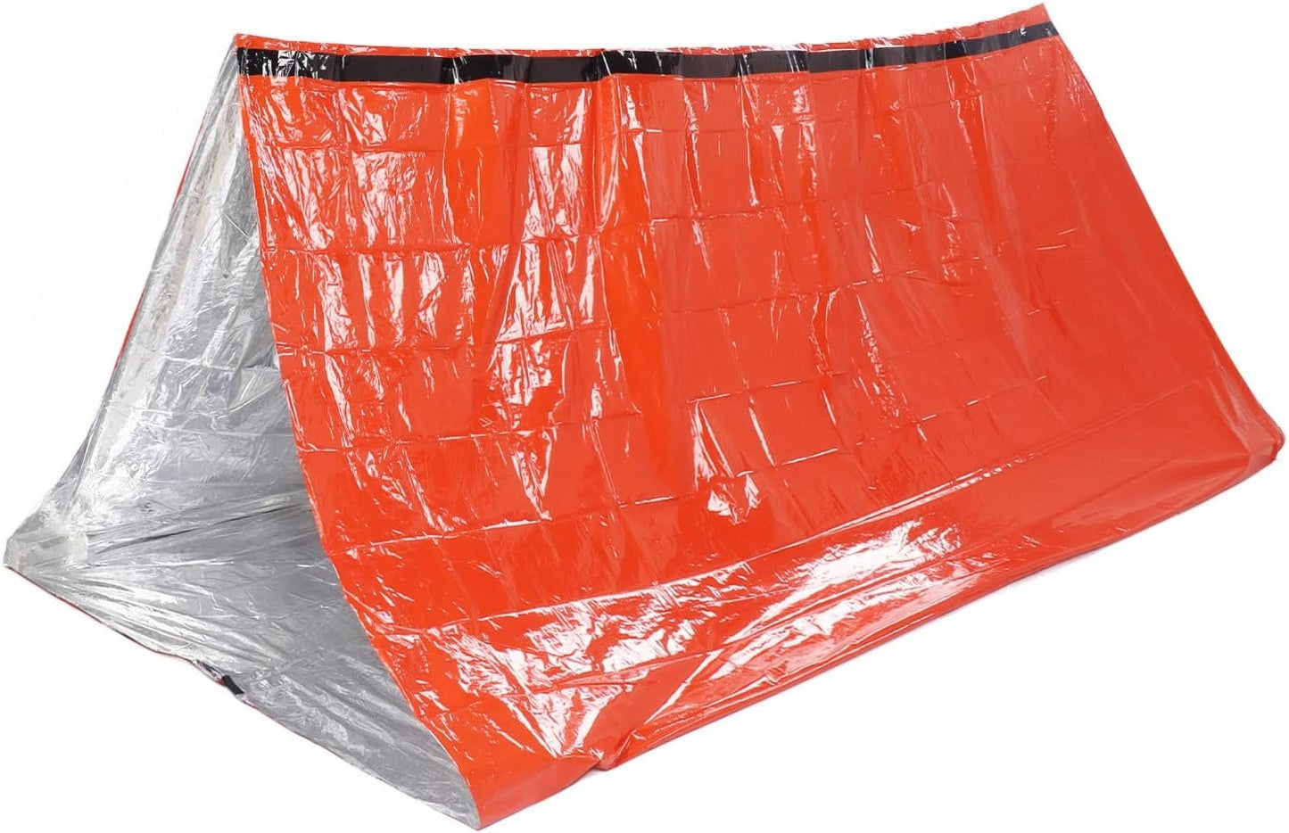 Emergency Survival Shelter Tent, Reusable Foldable Lightweight PET Aluminum Film Thermal Blanket Tent Set Survival Shelter for Hiking Camping Survival Equipment