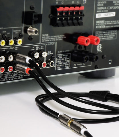 FosPower RCA Y-Adapter 1.8 Meter (6FT) 1 RCA Male to 2 RCA Male Audio Adapter Cable - Dual Shielded | 24K Gold Plated