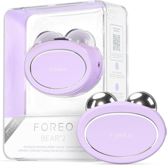 FOREO BEAR 2 Advanced Lifting & Toning Microcurrent Facial Device - Anti Aging Face Sculpting Tool - Instant Face Lift - Firm & Contour - Non-Invasive Skin Care Tools - Lavender