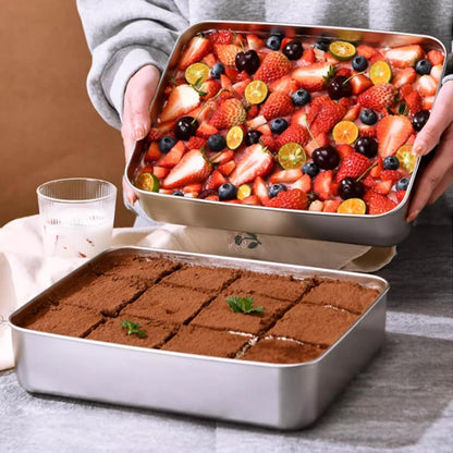 ATRDTO Stainless Steel Rectangle Food Storage Box Container, Leak Plastic Lid Dishwasher Safe - Plastic Free -Clear Lid (6)