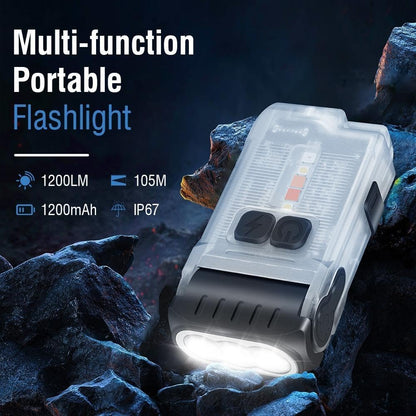 PEAUS V15 LED EDC Flashlight - 1200 Lumens, USB C Rechargeable, 10 Modes, Pocket Light with Warm/Red Light, Clothing Clip, IP67 Waterproof, 80° Rotating Head - Ideal for Survival, Tactical Use