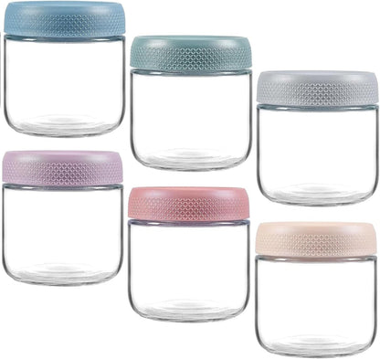 Overnight Oats Containers with Lids, Glass Jars with Airtight Lids, Wide Mouth Mason Jars, Food Storage Containers, Set of 6 (350ml)