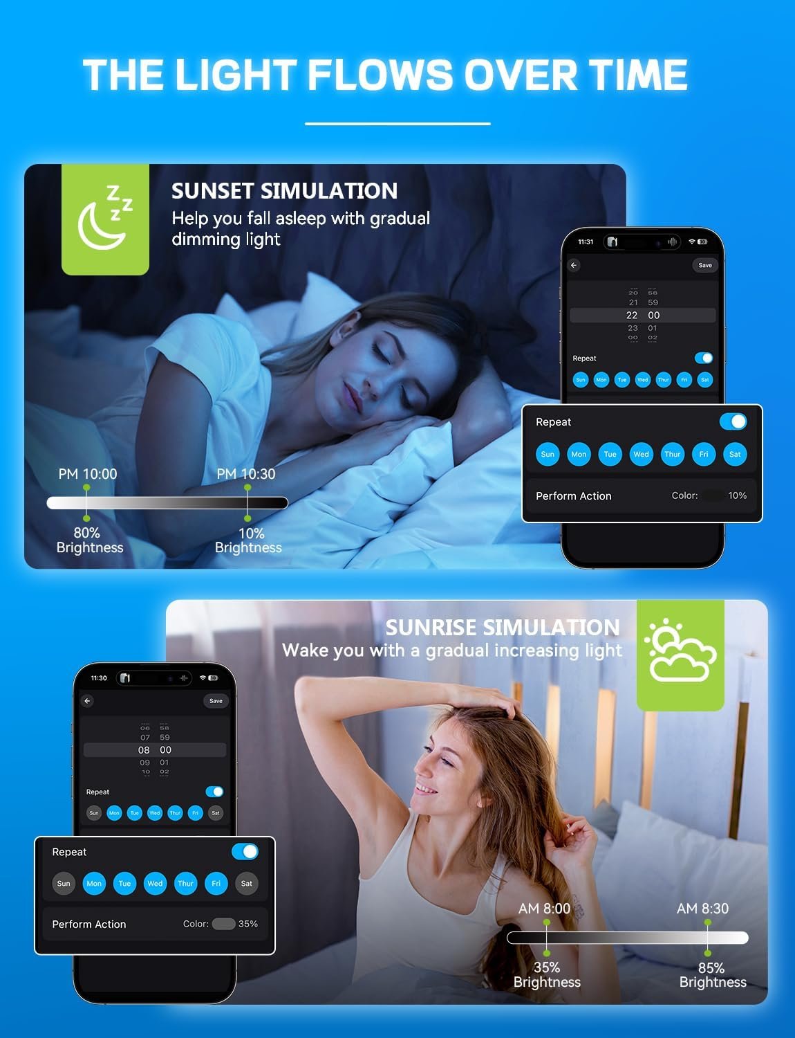 Vanance Smart Light Bulbs 6Pack, WiFi Led Light Bulbs Compatible with Alexa Google Home, Color Changing Light, E27 A19 10W 800LM Dimmable Warm and Multicolor Smart Home Lighting, No Hub Required