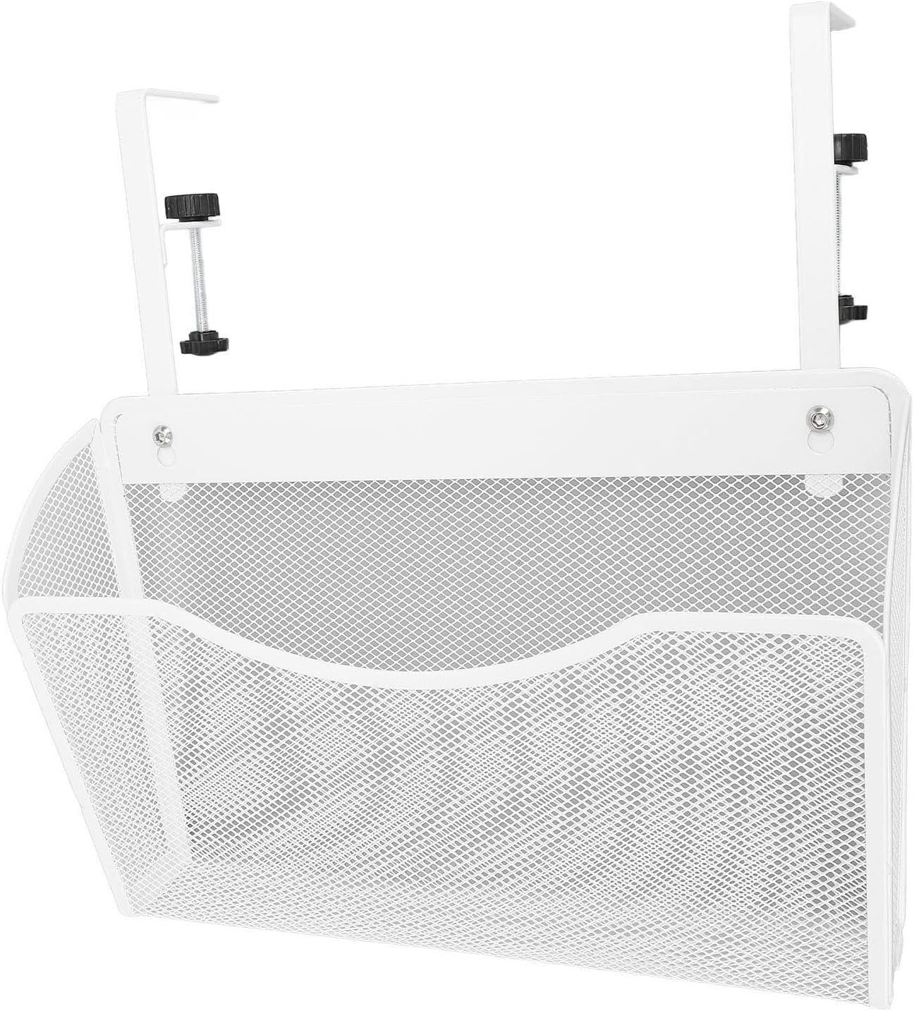 Desk Side Storage, Hanging Desk Organizer No Drill Carbon Steel Under Desk Storage Laptop Holder, Adjustable Document Shelf Desk Side Storage Organizer for Office Home, Stylish