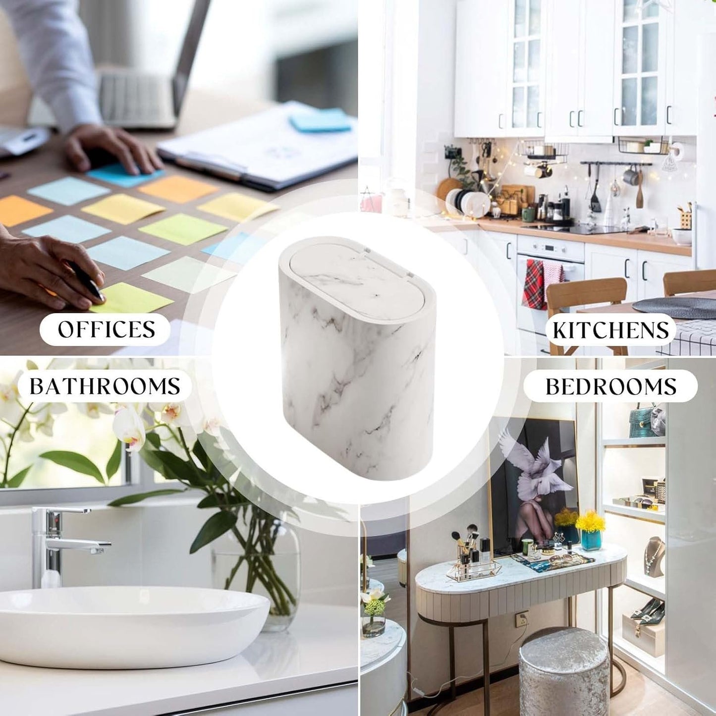 Small Bathroom Trash Can,Space-Saving Trash Can with Lid Bathroom | Compact Dustbin Lidded Waste Basket for Indoor Kitchen Toilet Home Bedroom Laundry