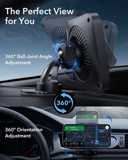 ESR for 15W MagSafe Car Mount Charger - CryoBoost Phone Cooling Faster Charging, Air Vent/Dashboard Magnetic Wireless Car Charger for iPhone 16 15 14 13 12 Pro Max Plus Mini, S25, MagSafe Accessories