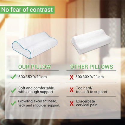 Memory Foam Pillows, Original Sleeping Pillows, Neck Support Pillows for Side and Back Sleepers, Ergonomic Neck Pillows for Sleeping