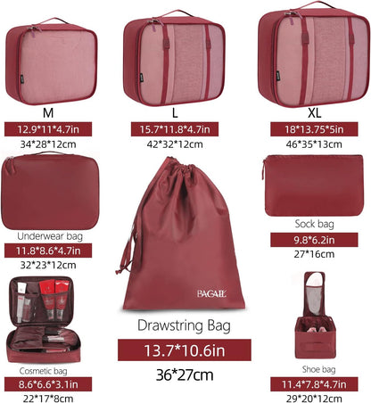 BAGAIL Set of 8 Packing Cubes for Suitcases, Lightweight Luggage Organizers, Packing Cubes for Travel Accessories