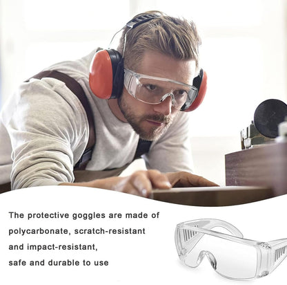 WTTUOAM 6 Pieces Clear Safety Glasses Over Glasses Goggles Anti- Fog/Scratch Eye Protective Polycarbonate Eyewear Safety Goggles for Shooting, Labs, Outdoor, Workplaces Safety Eye Protection